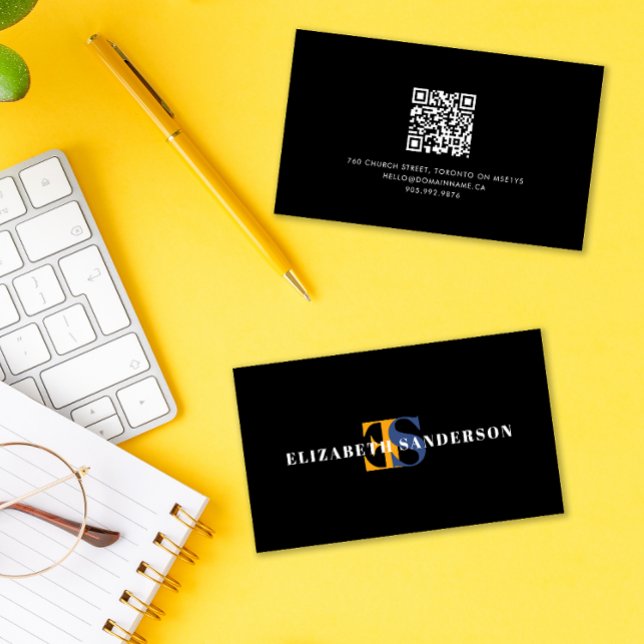 Boutique Retro Monograma Cartão de visita de Códig (Criador carregado)