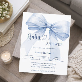 Bow blue boy Baby Shower invitation