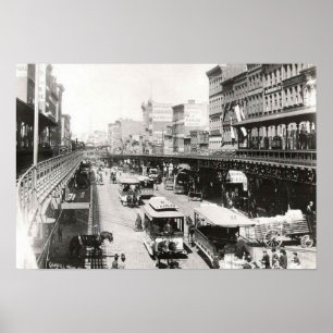 Bowery no poster 1895 da Nova Iorque do Canal