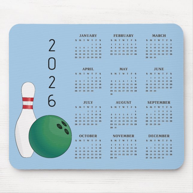 Bowling Ball Pin Design 2025 Calendar Mousepad (Frente)