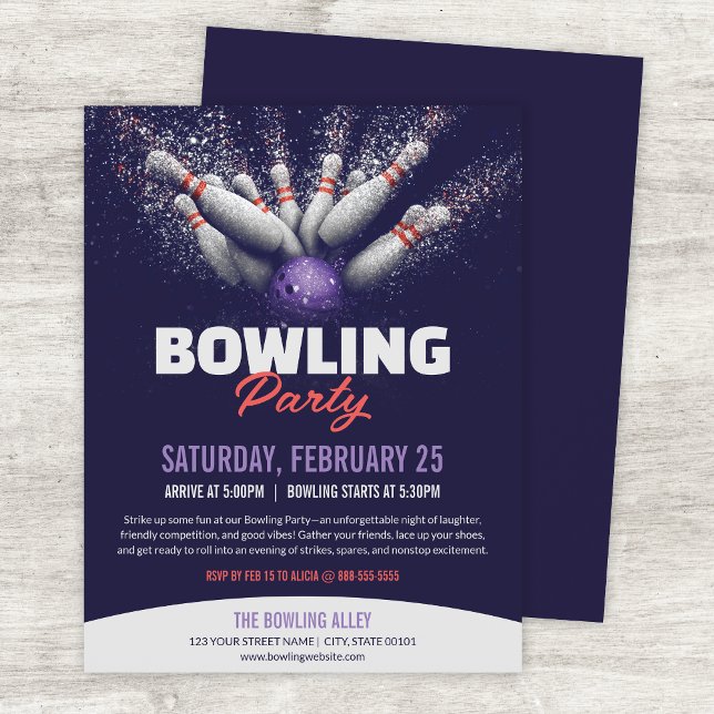 Bowling Party Event Flyer Template (Criador carregado)