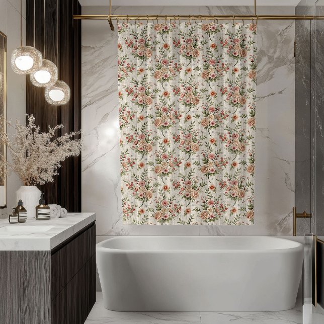 Box Cortina Pastel Bloom – Acento Shabby Chic para Ban (Pastel Bloom Curtain –Shabby Chic Bathroom Accent)