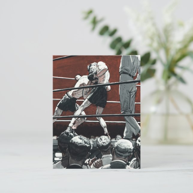 Boxe Esportiva Vintage, Lutadores Lutam no Ringue (Em pé/Frente)
