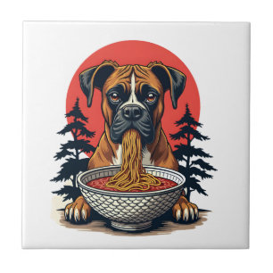 Boxer Antigo Comendo Ramen Pôr do Sol Japonês Ilus