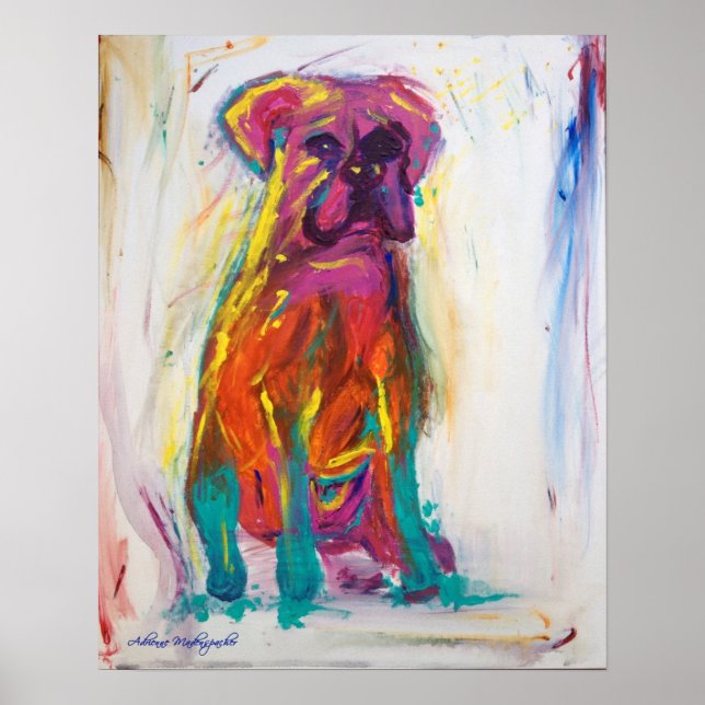 Boxer Dog Abstrato Poster (Frente)