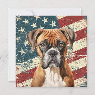 Boxer Dog com Bandeira Americana Grunge