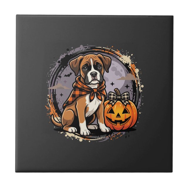Boxer Dog Halloween Abóbora Sublimação (Frente)