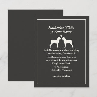 Boxer Dog Silhouettes Convite Para Casamento