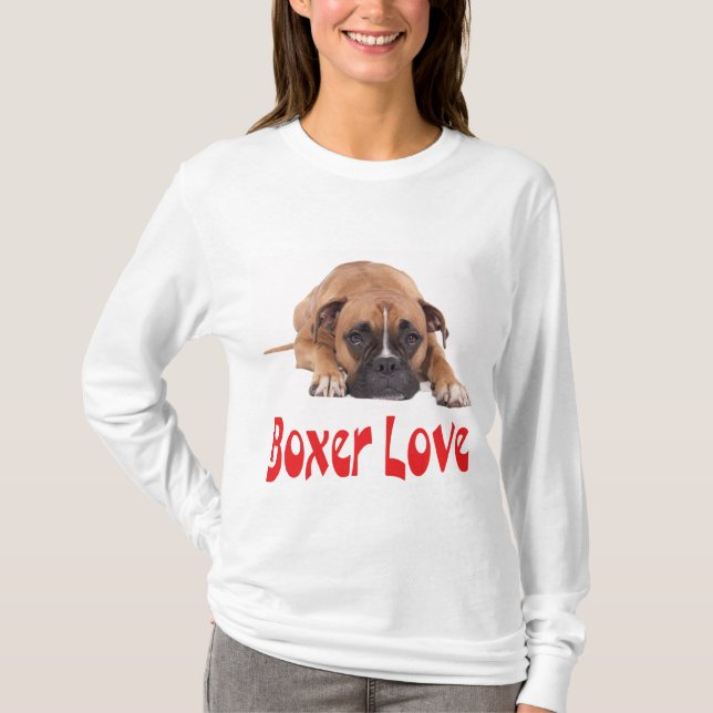 Boxer Puppy Dog "Boxer Love" Camiseta feminina (Frente)