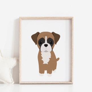 Boxer Puppy Nursery & Kids Decor Poster
