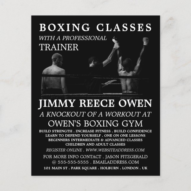 Boxing Match Champion, Boxing Classe Advert Flyer (Frente)