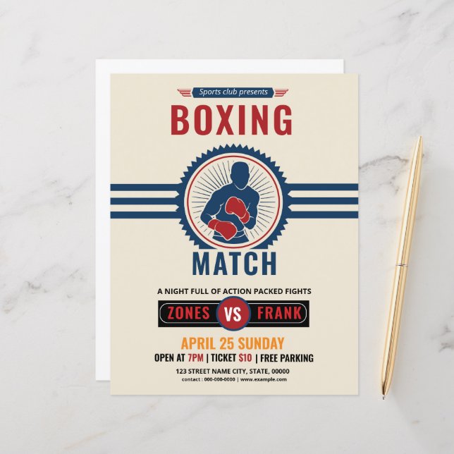 Boxing Tournament Flyer Modelo (Frente/Verso In Situ)