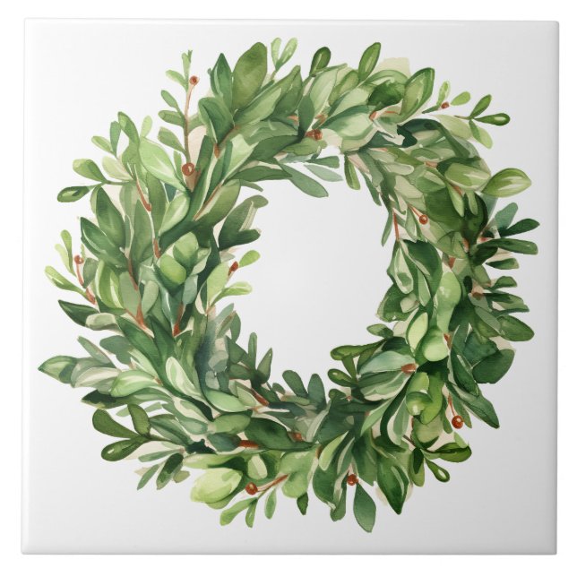 Boxwood Wreath Berries Simples Watercolor Farmhous (Frente)