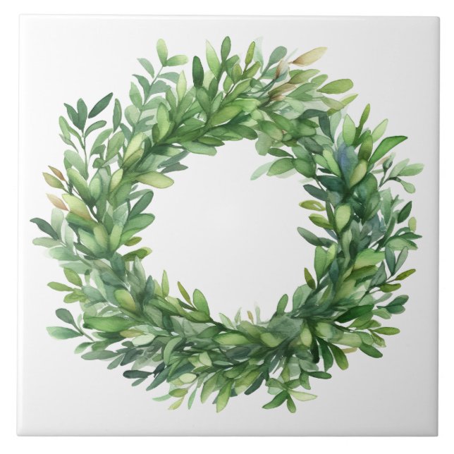 Boxwood Wreath Simple Watercolor Farmhouse (Frente)