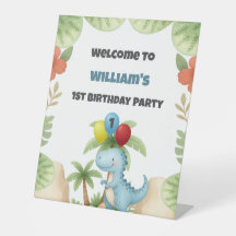 Boy 1st Birthday Dinosaur One A Saurus Party Sign