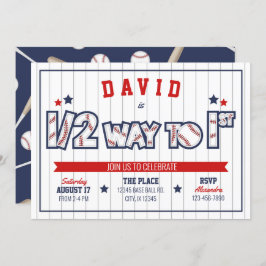 Boy Baseball 1/2 Convite de Aniversário