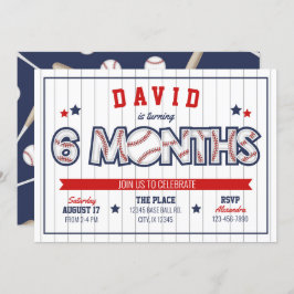 Boy Baseball 1/2 Convite de Aniversário