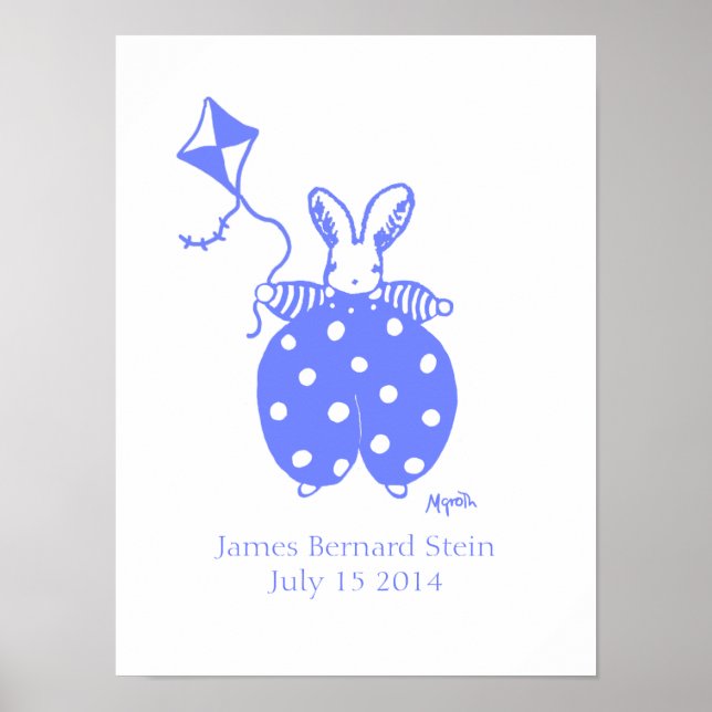 Boy Bunny birthday poster (Frente)