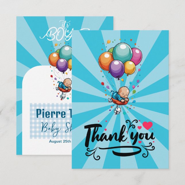 Boy Flat Cartões de agradecimentos (Frente/Verso)