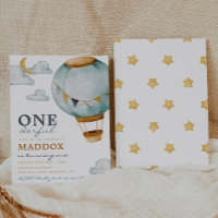 Boy Hot Air Balloon - Convites de Aniversário