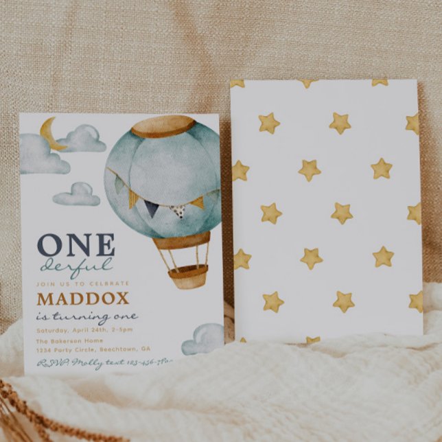 Boy Hot Air Balloon - Convites de Aniversário (Criador carregado)
