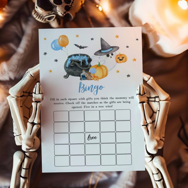 Boy Little Boo Ghost Chá de fraldas Bingo Game (Ghost Halloween Baby Shower Bingo Game)