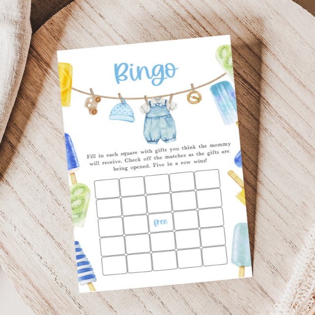 Boy Popsicle Baby Shower Bingo Game (Ready to Pop Popsicle Baby Shower Game)