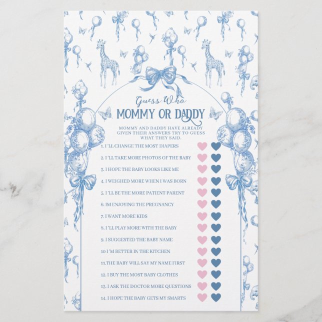 Boy Safari Animal Blue Chá de fraldas Jogo da Mãe  (Frente)