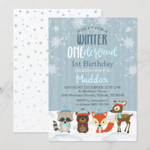 Boy Winter Onederland - Convite para primeiro aniv