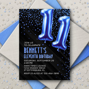 Boys Blue 11 Birthday Convite