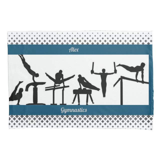 Boys Gymnastics Pillowcase com o nome (Frente)