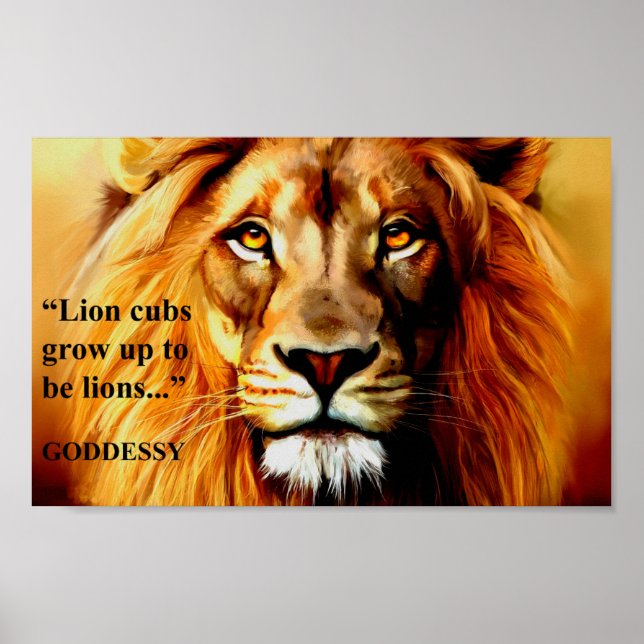 Boy's Inspirational "Lion" Cub Poster By GODDESSY (Frente)
