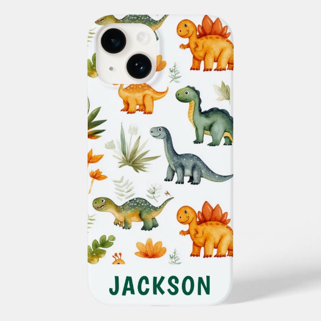 Boys Personalizados Dinossauros Cute iphone 14 Cas (Verso)