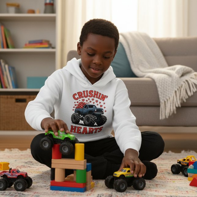 Boys Valentine Cute Monster Truck “Crushin’ Hearts (Criador carregado)