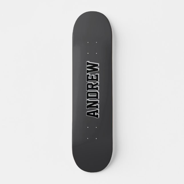 Boys Varsity Black Skateboard Personalized Name (Frente)