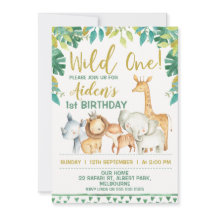 Boys Wild One Safari Primeiro Convite de Aniversár