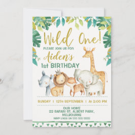 Boys Wild One Safari Primeiro Convite de Aniversár