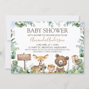 Boys Woodland Animal Chá de fraldas Convite