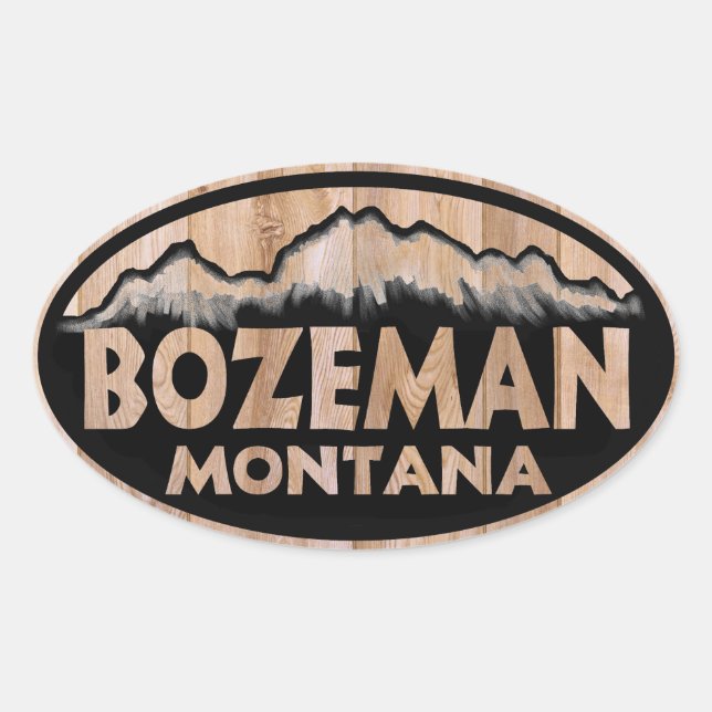 Bozeman Montana em madeira adesivos ovais (Frente)