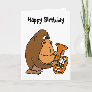 BR- Gorilla Jogando Cartão de Aniversário Tuba