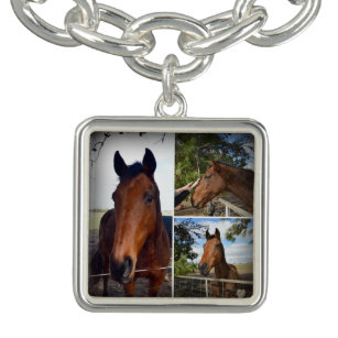 Bracelete Colagem de Fotos de Cavalo Marrom, Bracelet