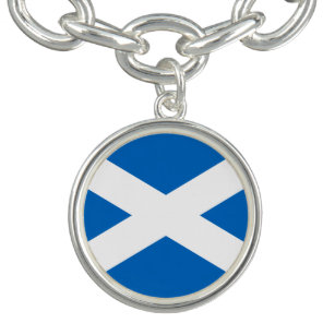 Bracelete Com Pingente Scottish Flag of Scotland Santo Andrew's Cross