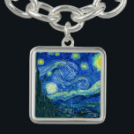 Bracelete Com Pingente vincent van gogh Starry night<br><div class="desc">A famosa pintura de Van Gogh, "A Noite Estrelada." Pintado durante sua estadia no asilo Remy Santo na década de 1880, van Gogh retratou as colinas rolantes e árvores ciprestes que viu de sua janela. Melhorado digitalmente pela PixDezines. Copyright © 2008-2016 PixDezines.com™ e PixDezines™ em zazzle.com. Todos os direitos reservados....</div>