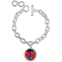 Linda Pintura de Flor >Pulseira Charme