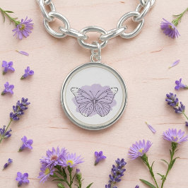Bracelete Minimalist Watercolor Line Art Butterfly Bracelet