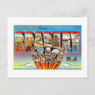 Bradley Beach Nova Jersey NJ Vintage Cartão Postal