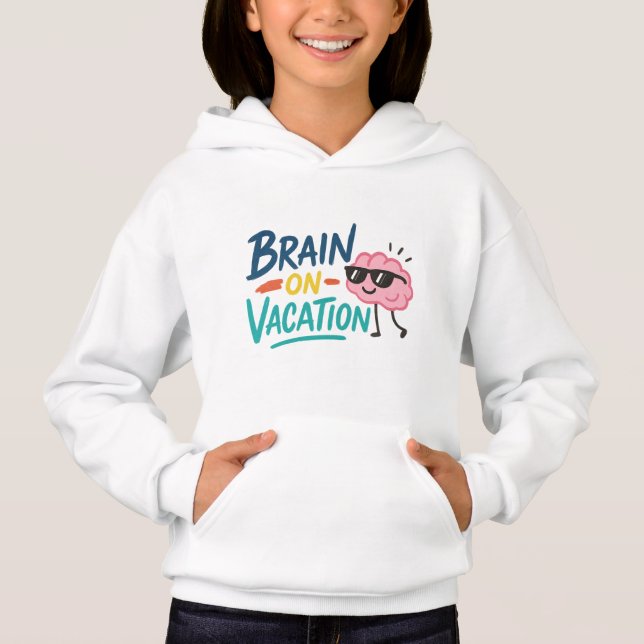 Brain on Vacation Kids’ Hoodie | Funny Cute Chill (Frente)