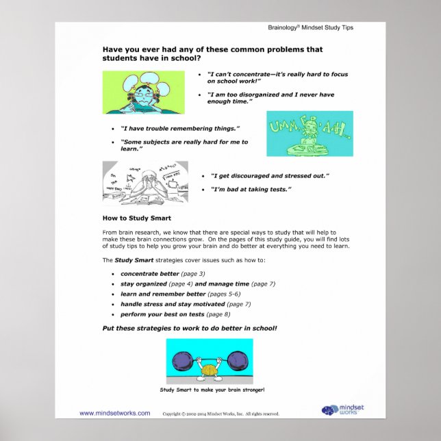 Brainologia® Poster 2: Desafios comuns dos estudan (Frente)