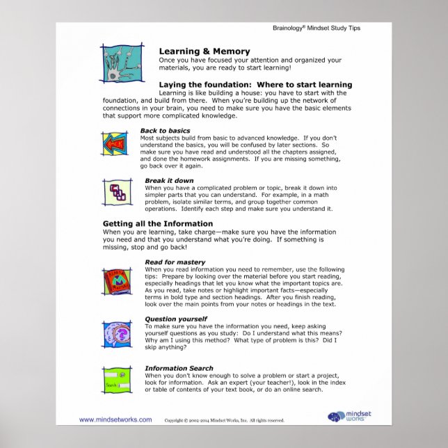 Brainology® Poster 5: Aprendizado e memória (Frente)