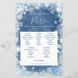 Branca Blue Winter Snowflake Jogo com Bolsa de Nev